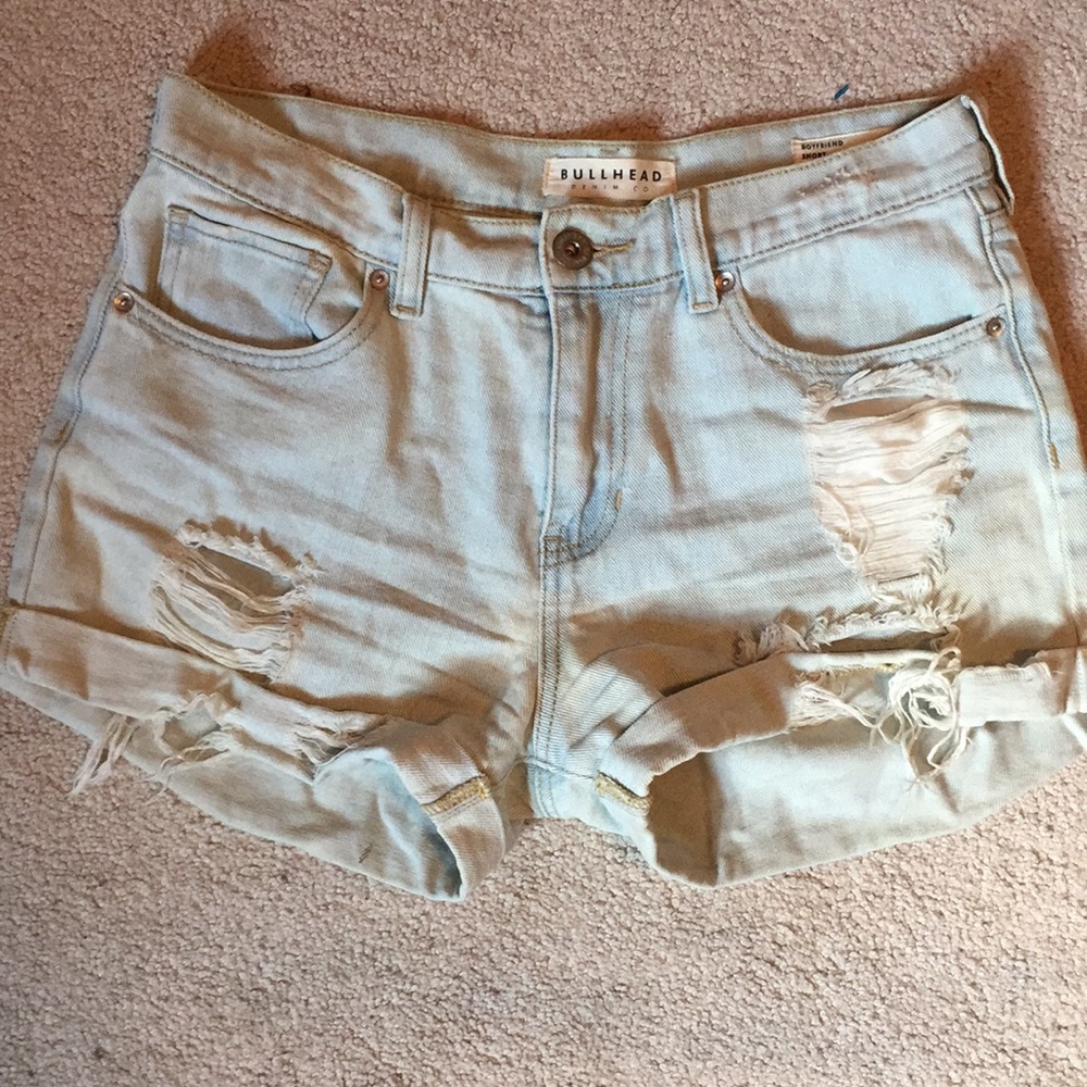 Ripped jean shorts